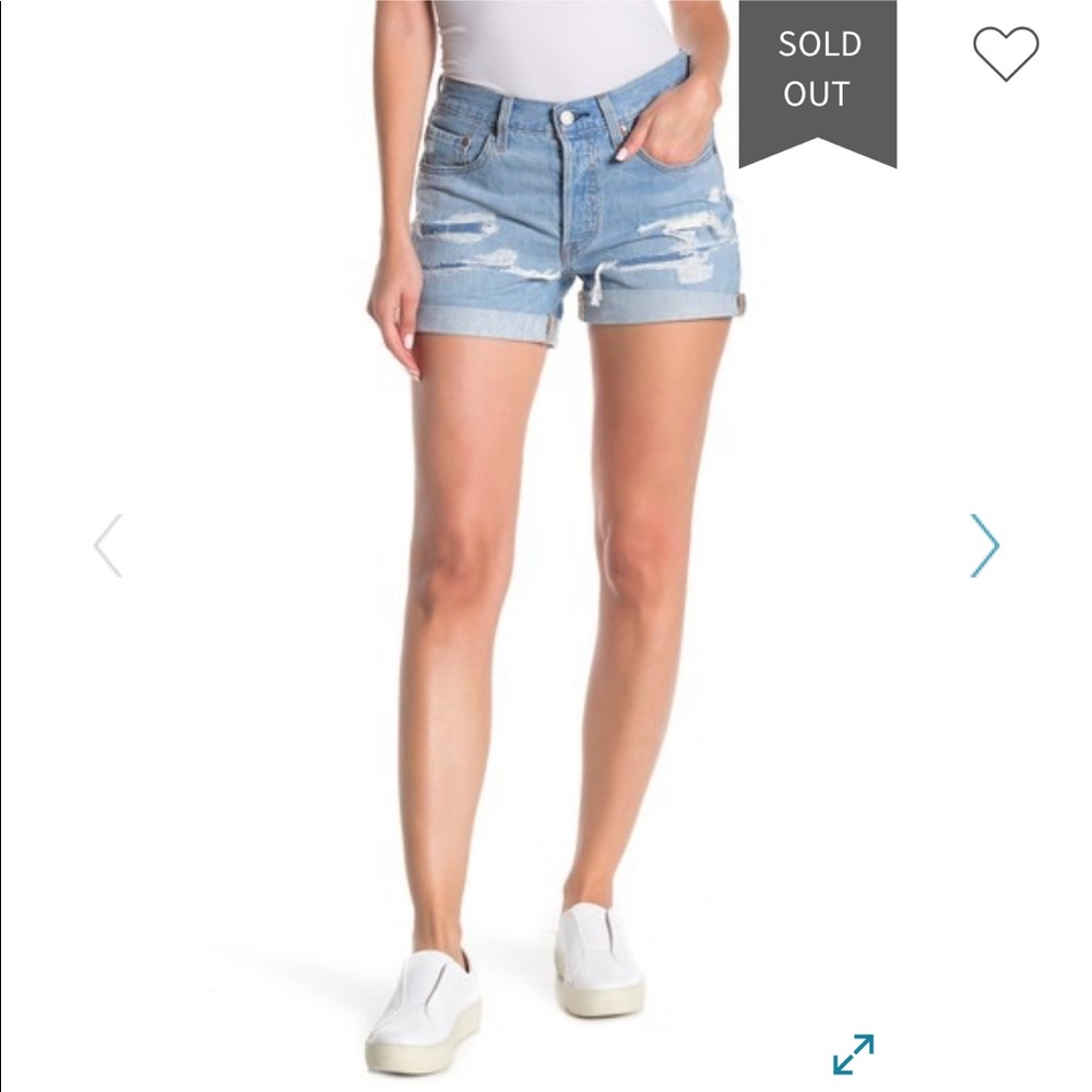 Levi’s 501 Mid-Rise Distressed Cuff Denim Shorts